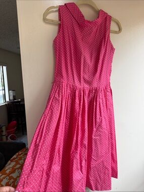 Pink Polka Dot Sleeveless Fit & Flare Dress